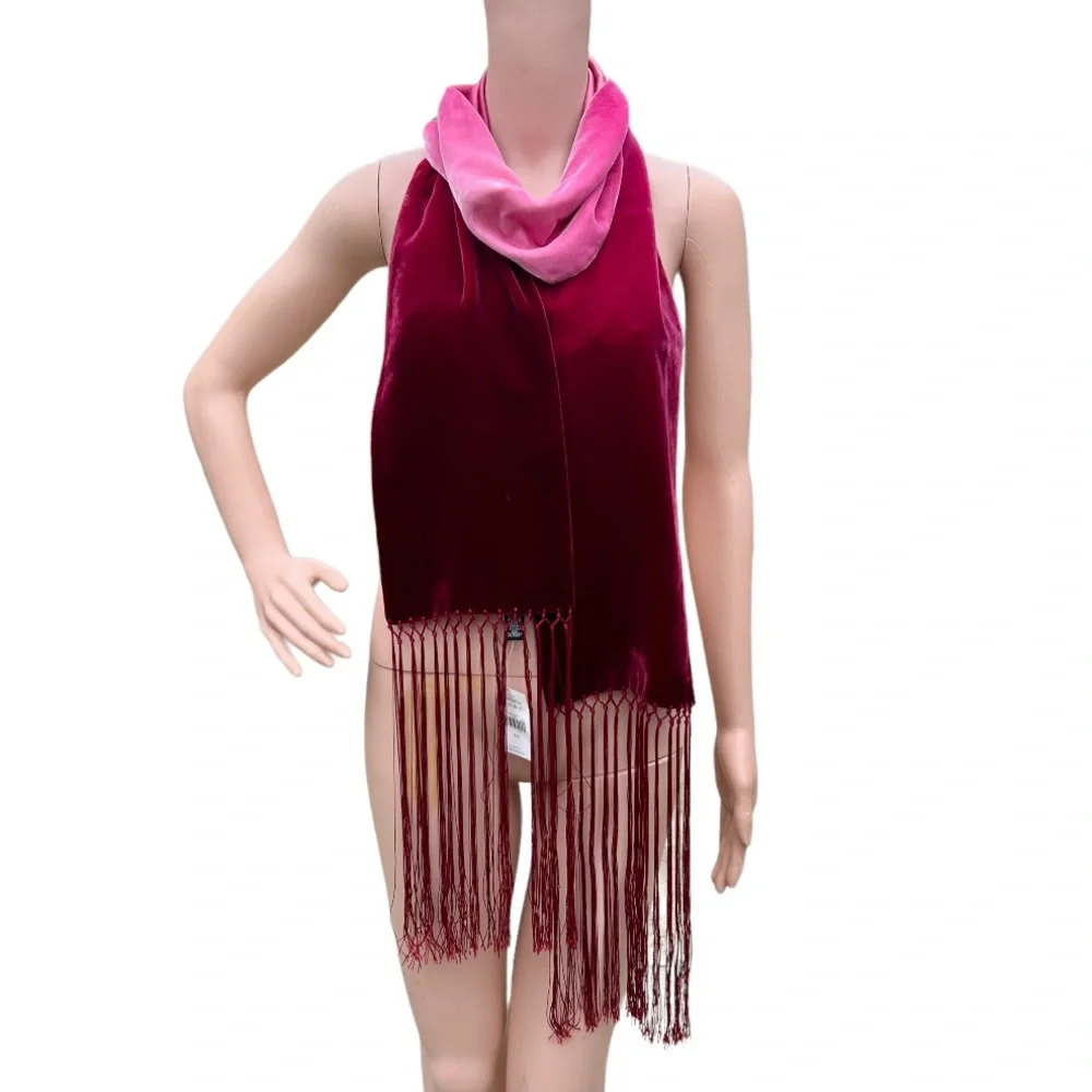 Banana Republic Long Scarf Pink Ombre Wrap Fringe Shawl Silk Blend - Picture 2 of 4